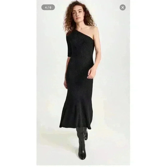 NWT Veronica Beard Montrose Knit Black One shoulder Maxi Dress Size XS - Picture 2 of 13